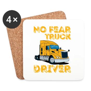 No Fear Truck Driver Retro Semi Trailer Art - Untersetzer (4er-Set) - Weiß - Vorne