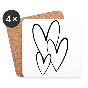 Hearts - Coasters (set of 4) - white - Front