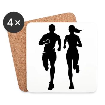 Marathonläufer Team Silhouette Marathon - Untersetzer (4er-Set) - Weiß - Vorne