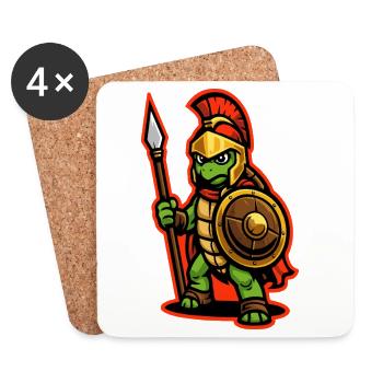 Spartan Turtle Warrior with Shield and Spear - Coasters (set of 4) - white - Front