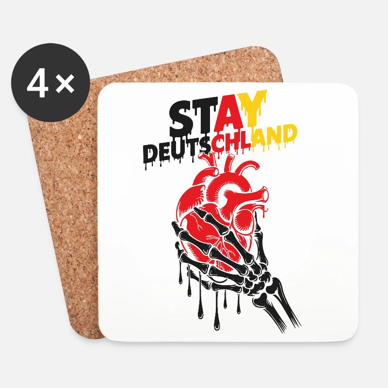 Germany Heart - Untersetzer (4er-Set) - Weiß