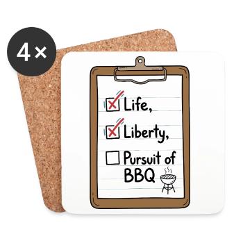 Life Liberty BBQ Checkliste - Untersetzer (4er-Set) - Weiß - Vorne