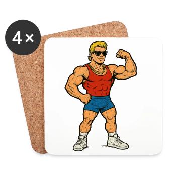 Dessin animé de gymnase de culturisme - Dessous de verre (lot de 4) - blanc - Devant