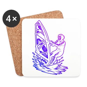 Graphismes de planche à voile pour la planche à voile - Dessous de verre (lot de 4) - blanc - Devant
