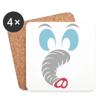 Éléphant | Déguisement de carnaval en costume de grand visage - Dessous de verre (lot de 4) - blanc - Devant