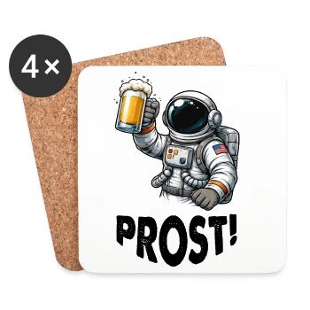 Astronaut mit Bierglas - Untersetzer (4er-Set) - Weiß - Vorne