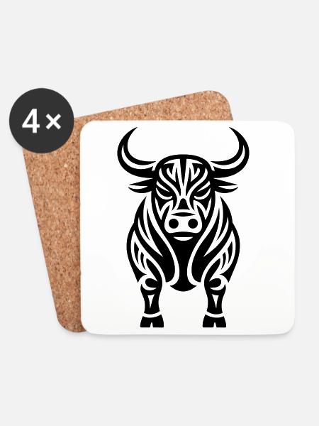 Just a Black Bull #1 / n.imal.wears - Untersetzer (4er-Set) - Weiß
