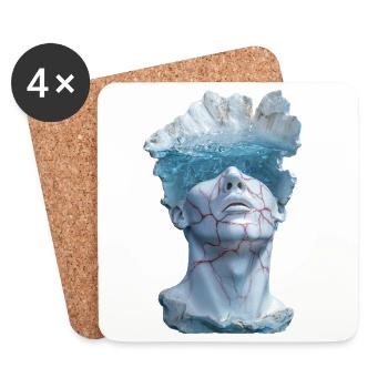 surreal marble statue bust - Coasters (set of 4) - white - Front