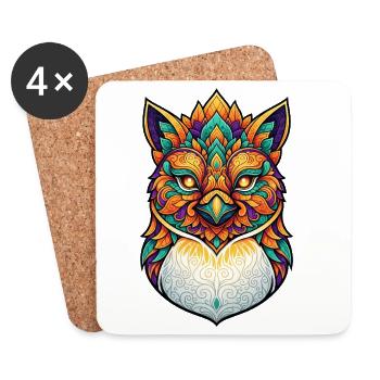 Fantasme de Carnaval Déguisé de Pingouin Hibou - Dessous de verre (lot de 4) - blanc - Devant
