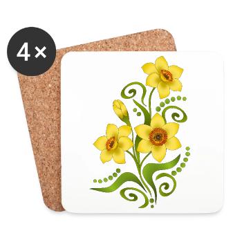 Blumen - Untersetzer (4er-Set) - Weiß - Vorne