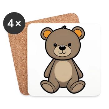 Cuddly Bear Illustration Velvet Brown - Coasters (set of 4) - white - Front