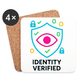 Identité vérifiée, bouclier cyber inviolable  - Dessous de verre (lot de 4) - blanc - Devant