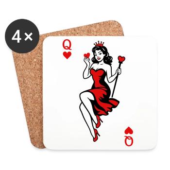 Reine du Cœur en Rouge - Dessous de verre (lot de 4) - blanc - Devant
