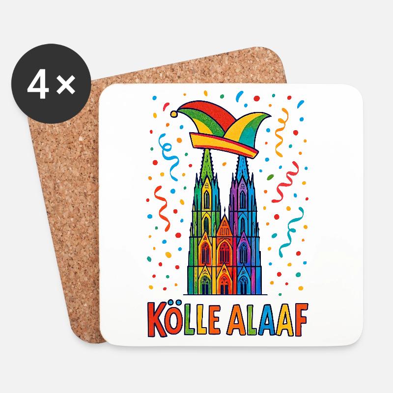 Kölle Alaaf Kostüm Kölner Dom Köln Karneval bunt - Untersetzer (4er-Set) - Weiß