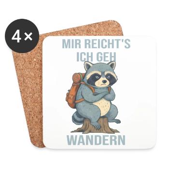 Wandernder Waschbär Mir reichts ich geh wandern - Untersetzer (4er-Set) - Weiß - Vorne