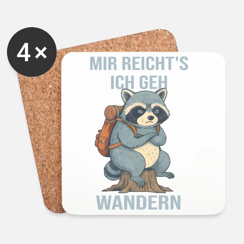 Wandernder Waschbär Mir reichts ich geh wandern - Untersetzer (4er-Set) - Weiß