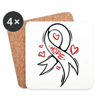Hope Heart Cancer Loop - Coasters (set of 4) - white - Front