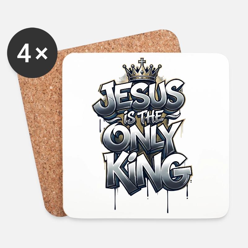 Jesus is the only King - Untersetzer (4er-Set) - Weiß
