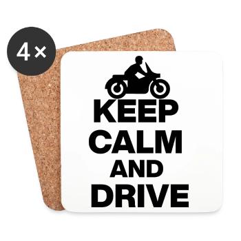 RESTE CALME ET CONDUIS ! MOTARD MOTARD LIBERTÉ blak - Dessous de verre (lot de 4) - blanc - Devant