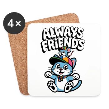 Cat and Mouse Friendship - Coasters (set of 4) - white - Front