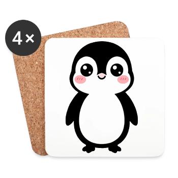 Panda Kiss Kawaii - Coasters (set of 4) - white - Front