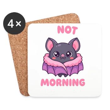 Chauve-souris mignonne, je ne suis pas une personne du matin. - Dessous de verre (lot de 4) - blanc - Devant