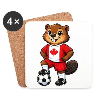 Soccer Beaver Canada Fan Drapeau canadien - Dessous de verre (lot de 4) - blanc - Devant