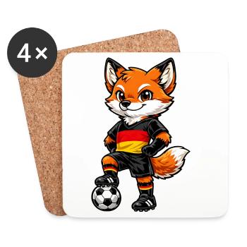 Football Fox Allemagne Fan Drapeau allemand - Dessous de verre (lot de 4) - blanc - Devant