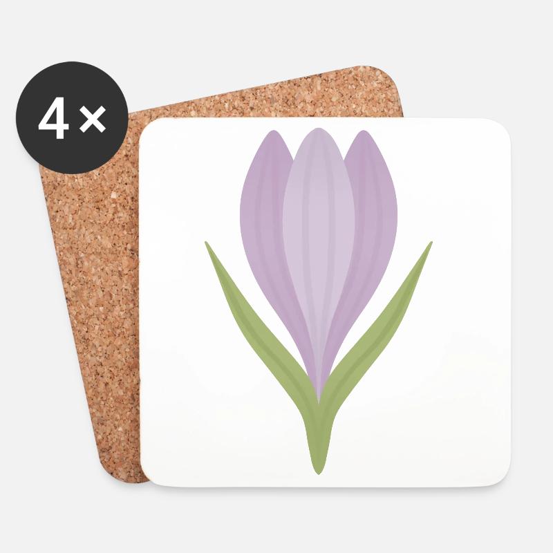 Lilac Crocus Bloom Illustration - Untersetzer (4er-Set) - Weiß