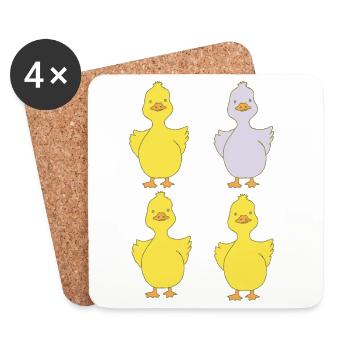 Quatre canards, un violet - Dessous de verre (lot de 4) - blanc - Devant