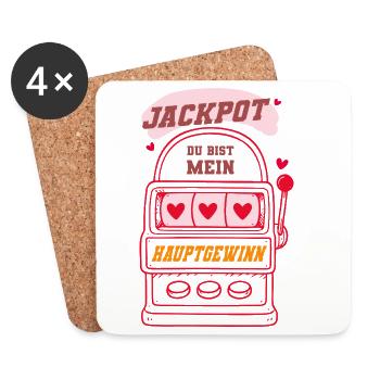 Jackpot - Du bist mein Hauptgewinn - Untersetzer (4er-Set) - Weiß - Vorne