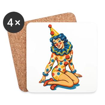 Pastel Circus Clown Portrait - Coasters (set of 4) - white - Front