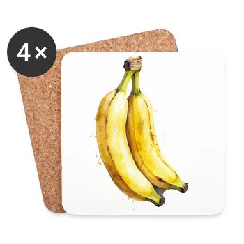 Banane Aquarell - Untersetzer (4er-Set) - Weiß - Vorne