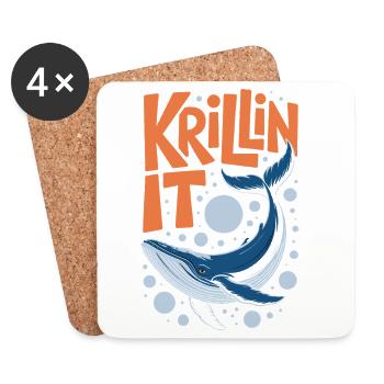Krillin de la baleine bleue drôle - Dessous de verre (lot de 4) - blanc - Devant