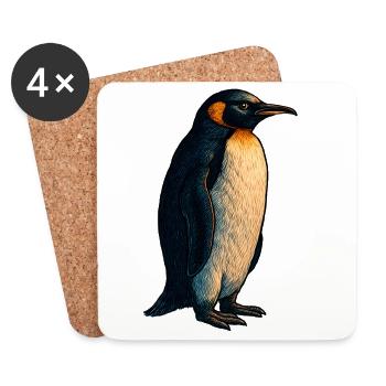 Pinguin Illustration mit warmem Kontrast - Untersetzer (4er-Set) - Weiß - Vorne