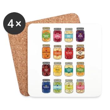 Fruit in a jar - Coasters (set of 4) - white - Front