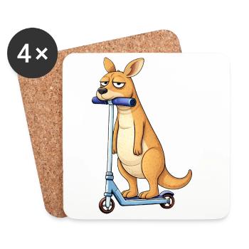 Cute kangaroo on scooter lonely in Australia - Coasters (set of 4) - white - Front