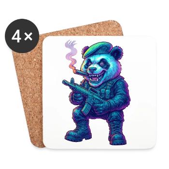 Mercenaire Panda Néon - Dessous de verre (lot de 4) - blanc - Devant