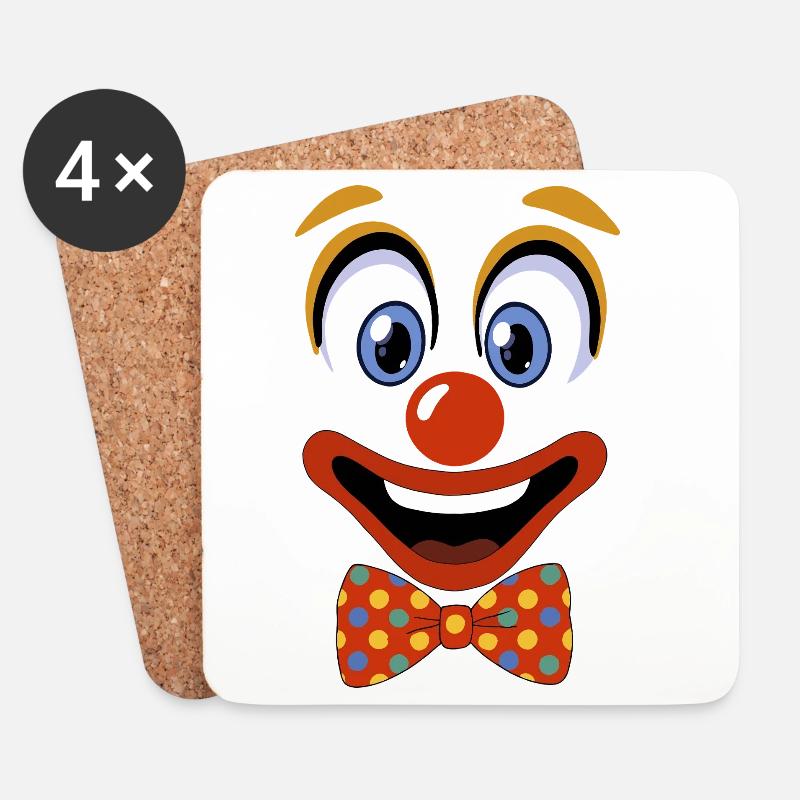 Clown Gesicht mit buntem Bowtie Karneval - Untersetzer (4er-Set) - Weiß
