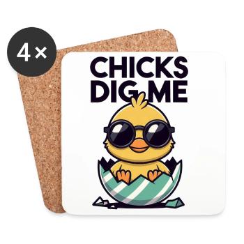 Drôle de design d’œuf de canard de Chicks Like Me - Dessous de verre (lot de 4) - blanc - Devant