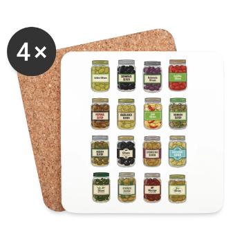Olives in a jar - Coasters (set of 4) - white - Front