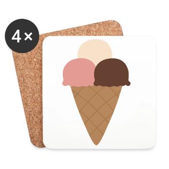 Triple Scoop Cream Cone - Coasters (set of 4) - white - Front