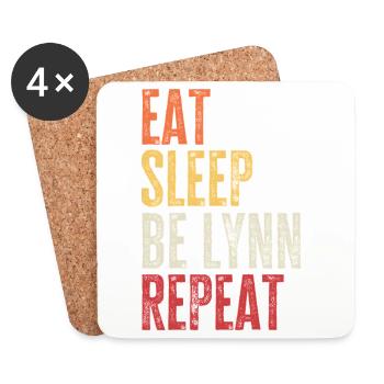 Iss, schlaf, sei Lynn, wiederhole Retro-Name - Untersetzer (4er-Set) - Weiß - Vorne