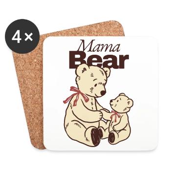 Mom Bear and Child Soft Toy - Coasters (set of 4) - white - Front