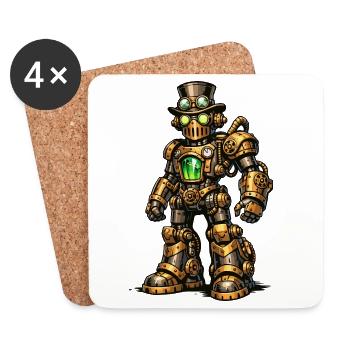 Steampunk Robot - Dessous de verre (lot de 4) - blanc - Devant