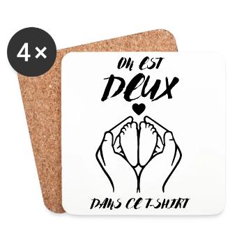 Annonce De Grossesse on Est Deux dans Ce Tee - Dessous de verre (lot de 4) - blanc - Devant