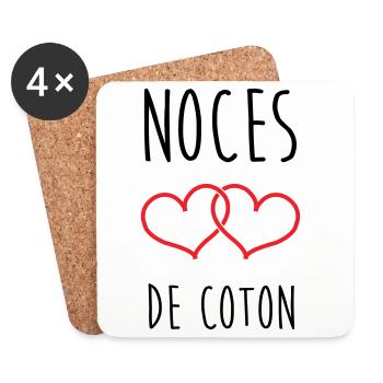Cotton Wedding 1 Year Wedding - Coasters (set of 4) - white - Front