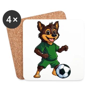 Chien de football berger australien - Dessous de verre (lot de 4) - blanc - Devant