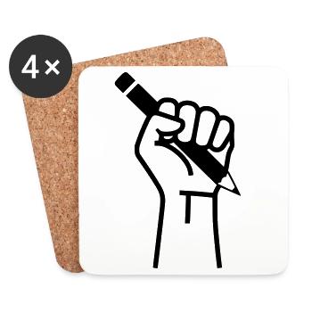 Hand hält Stift Wahl Presse - Untersetzer (4er-Set) - Weiß - Vorne