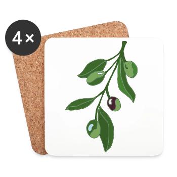 Olive Branch Botany Illustration - Coasters (set of 4) - white - Front